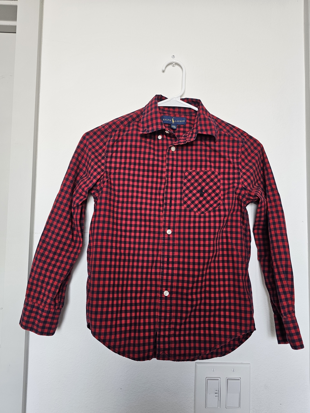 Ralph Lauren Red and Black Checked Casual Button-Down Shirt